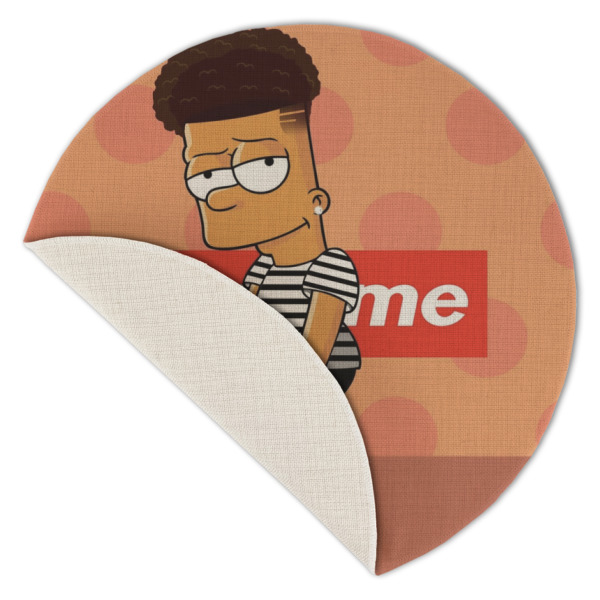 Custom Design - Round Linen Placemats - Front (folded corner single sided)