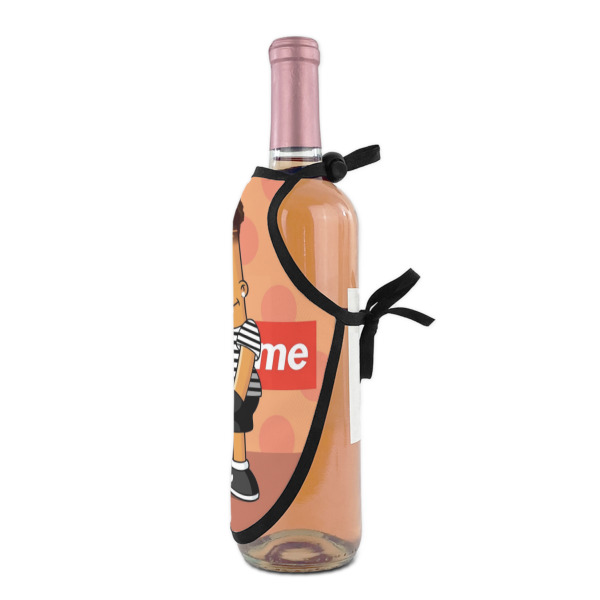 Custom Design - Wine Bottle Apron - DETAIL WITH CLIP ON NECK