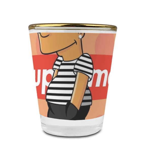 Custom Design - Glass Shot Glass - Gold Rim - Front