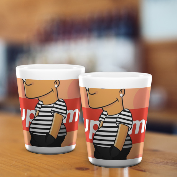 Custom Design - Ceramic Shot Glass - White - Lifestyle