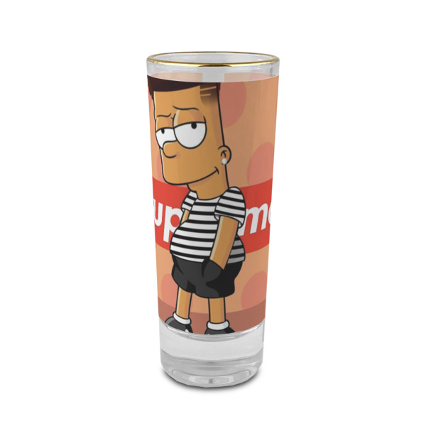 Custom Design Your Own 2 oz Shot Glass - Glass with Gold Rim