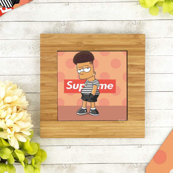 Custom Design - Bamboo Trivet with 6" Tile - LIFESTYLE