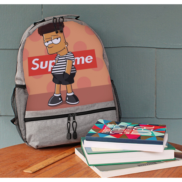 Custom Design - Large Backpack - Gray - On Desk