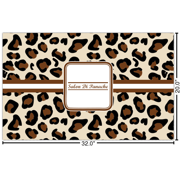 Custom Leopard Print Indoor / Outdoor Rug - Custom Size w/ Name and Initial