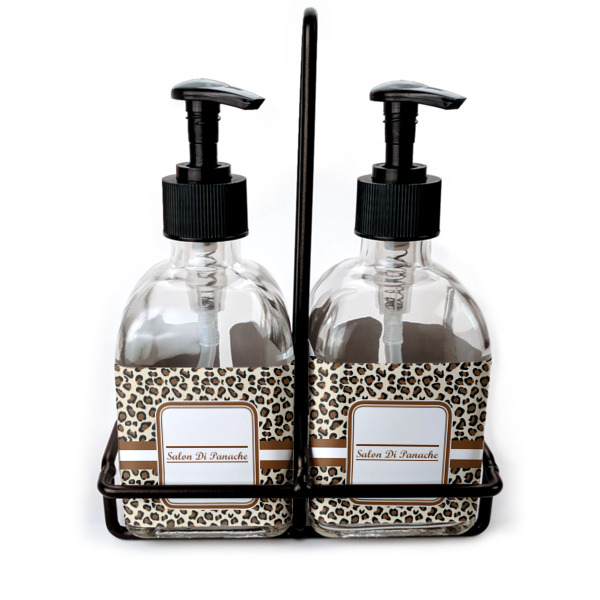 Custom Leopard Print Glass Soap & Lotion Bottles (Personalized)