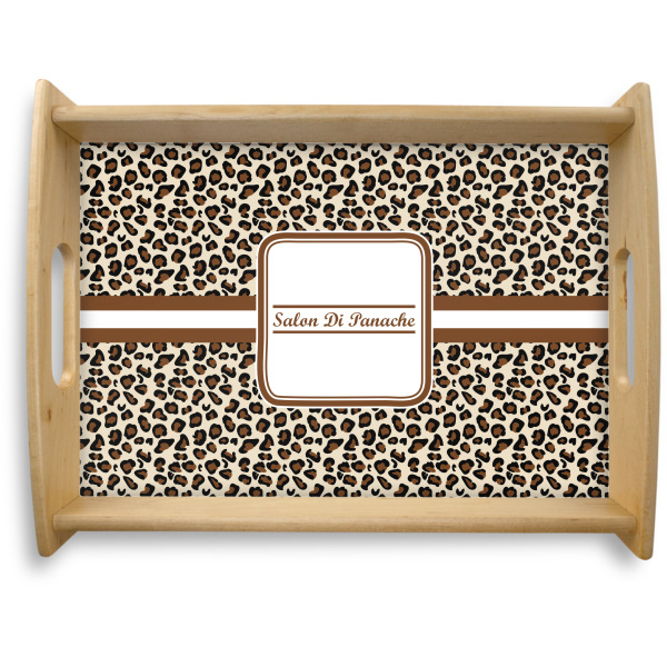 Custom Leopard Print Natural Wooden Tray - Large (Personalized)