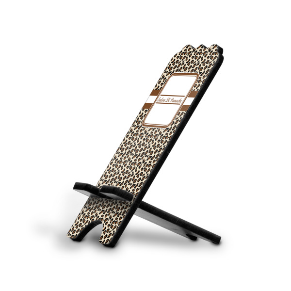 Custom Leopard Print Stylized Cell Phone Stand - Small w/ Name and Initial