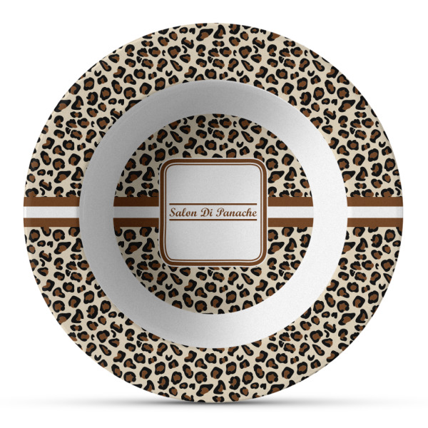 Custom Leopard Print Plastic Bowl - Microwave Safe - Composite Polymer (Personalized)
