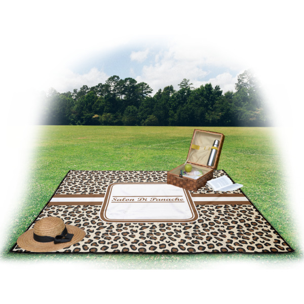 Custom Design - Picnic Blanket - with Basket Hat and Book - in Use