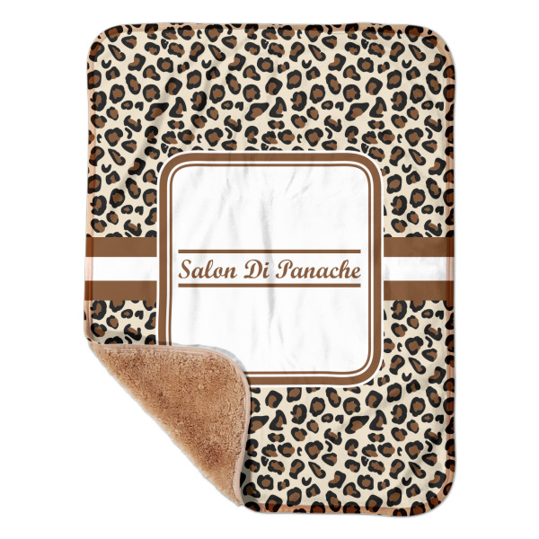 Custom Leopard Print Sherpa Baby Blanket - 30" x 40" w/ Name and Initial