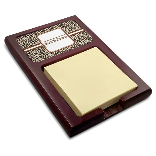 Custom Leopard Print Red Mahogany Sticky Note Holder (Personalized)