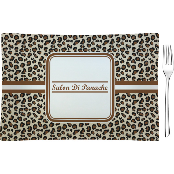 Custom Leopard Print Rectangular Glass Appetizer / Dessert Plate - Single or Set (Personalized)