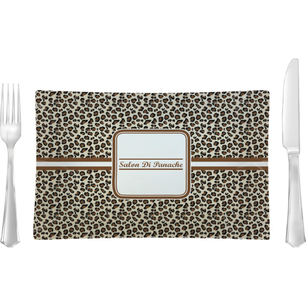 Custom Leopard Print Rectangular Glass Lunch / Dinner Plate - Single or Set (Personalized)
