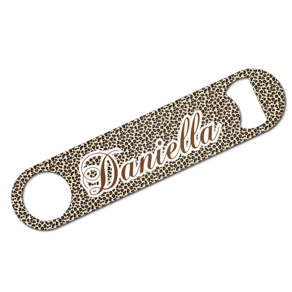 Custom Leopard Print Bar Bottle Opener w/ Name and Initial