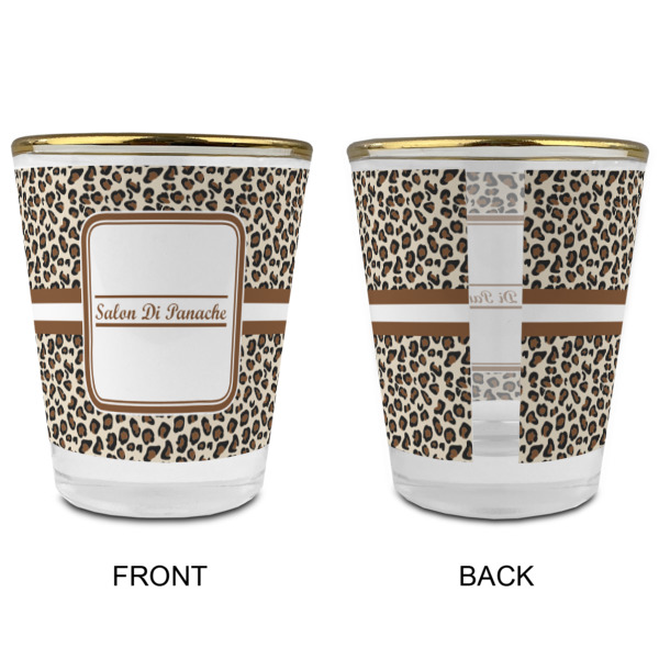 Custom Design - Glass Shot Glass - Gold Rim - Front & Back