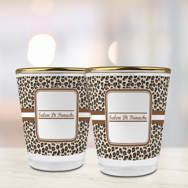 Custom Design - Glass Shot Glass - Gold Rim - Lifestyle