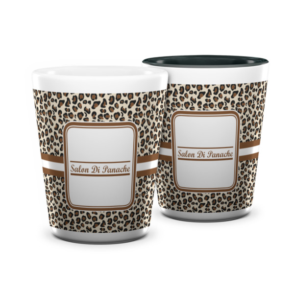 Custom Leopard Print Ceramic Shot Glass - 1.5 oz (Personalized)