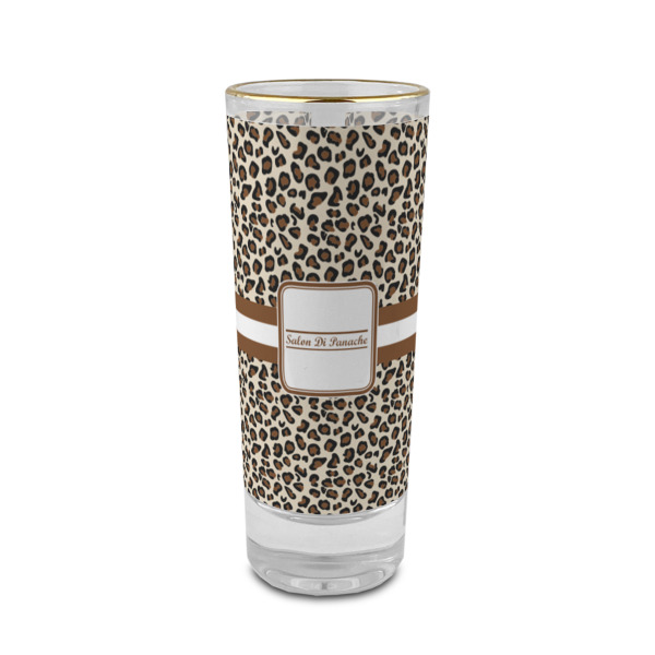 Custom Leopard Print 2 oz Shot Glass - Glass with Gold Rim (Personalized)
