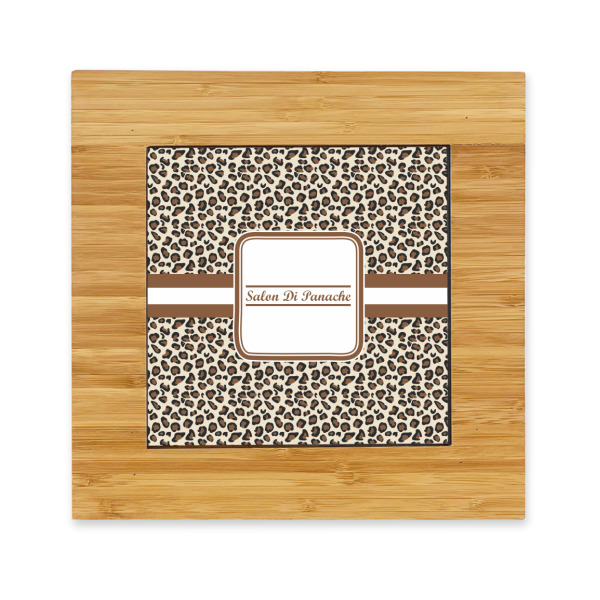 Custom Leopard Print Bamboo Trivet with Ceramic Tile Insert (Personalized)