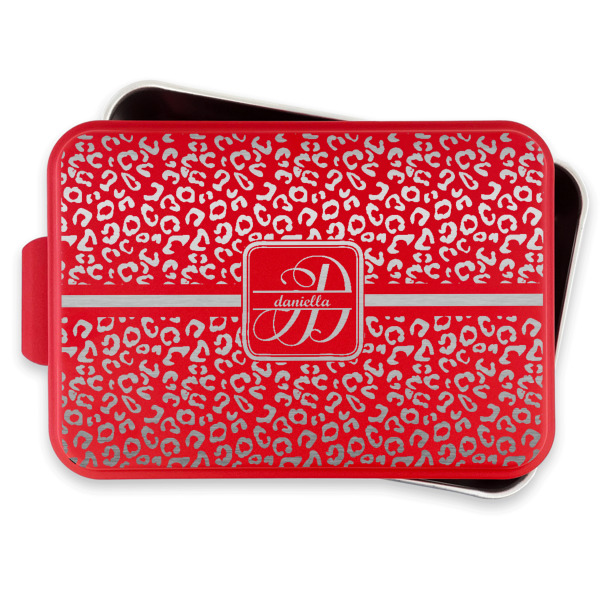Custom Design - Aluminum Baking Pan - Red Lid - FRONT w/lif off