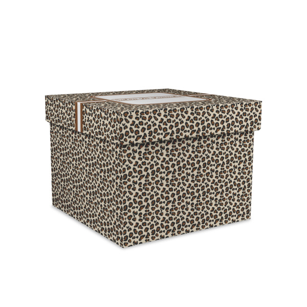 Custom Leopard Print Gift Box with Lid - Canvas Wrapped - Medium (Personalized)