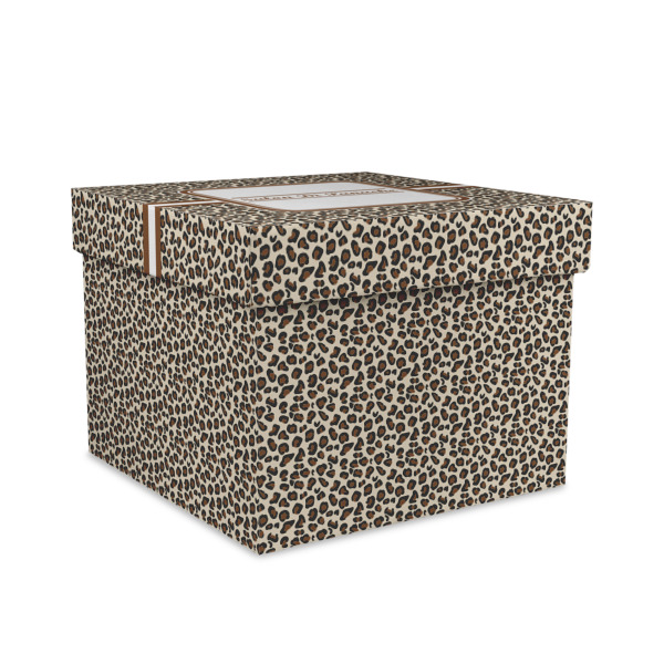 Custom Leopard Print Gift Box with Lid - Canvas Wrapped - Large (Personalized)