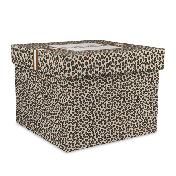 Custom Leopard Print Gift Box with Lid - Canvas Wrapped - X-Large (Personalized)