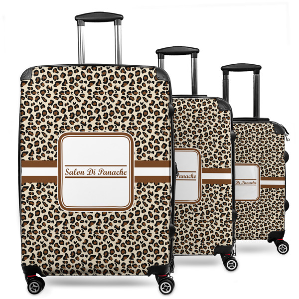 Custom Leopard Print 3 Piece Luggage Set - 20" Carry On, 24" Medium Checked, 28" Large Checked (Personalized)