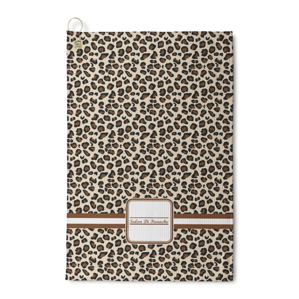 Custom Leopard Print Waffle Weave Golf Towel (Personalized)