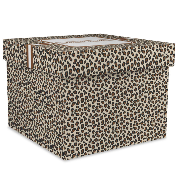 Custom Leopard Print Gift Box with Lid - Canvas Wrapped - XX-Large (Personalized)