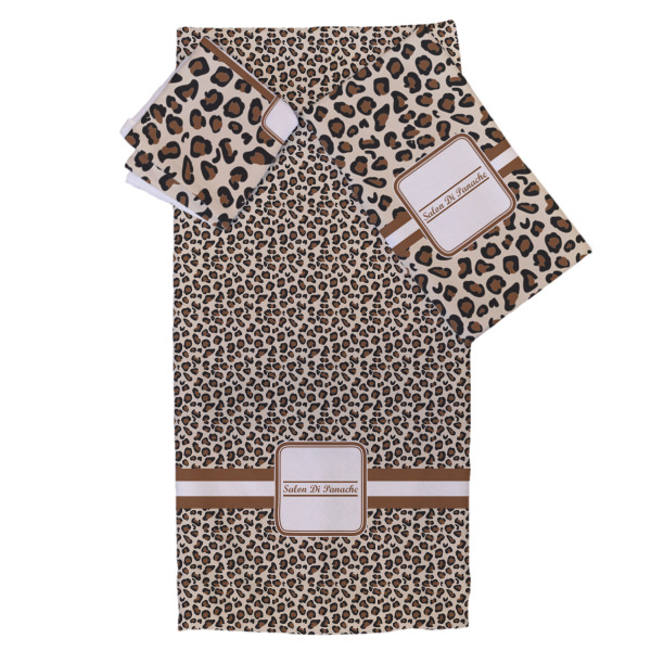 Custom Leopard Print Bath Towel Set - 3 Pcs (Personalized)