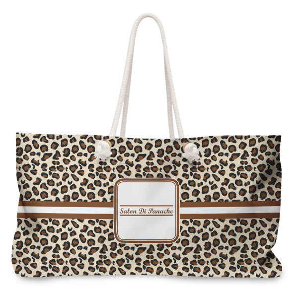 Custom Leopard Print Large Tote Bag with Rope Handles (Personalized)