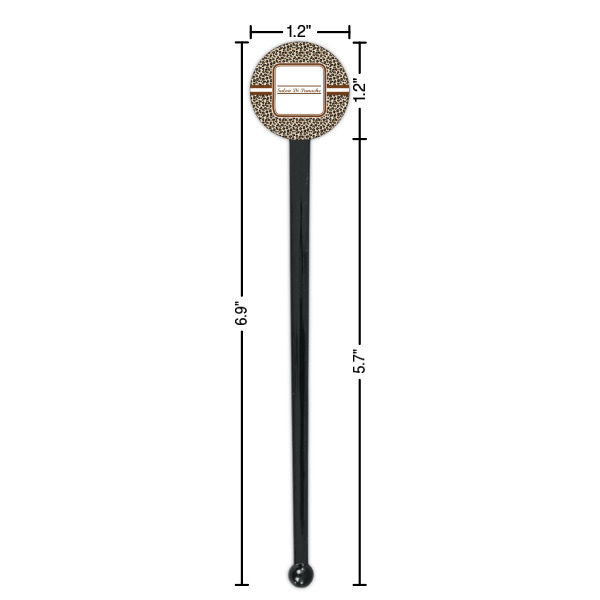 Custom Design - Black Plastic 7" Stir Stick - Round - Dimensions