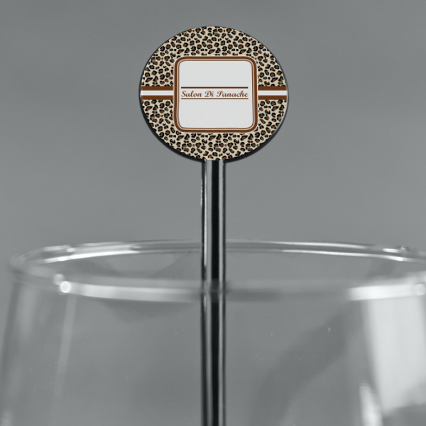 Custom Design - Black Plastic 5.5" Stir Stick - Round - Main