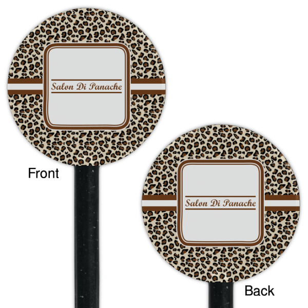 Custom Design - Black Plastic 5.5" Stir Stick - Double Sided - Round - Front & Back