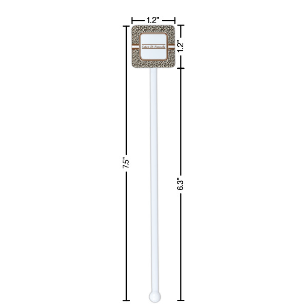Custom Design - White Plastic Stir Stick - Square - Dimensions