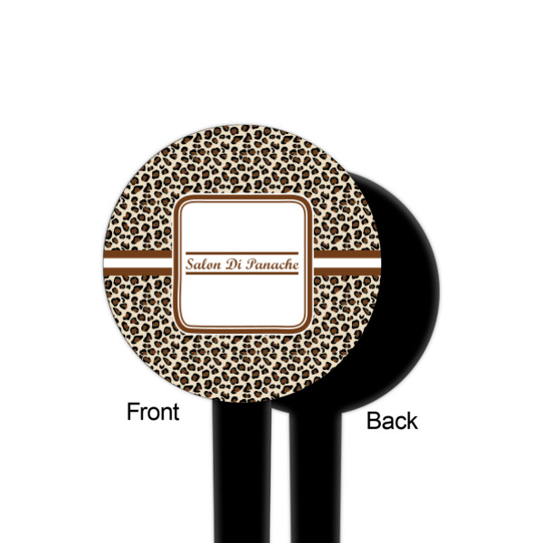 Custom Design - Black Plastic 4" Food Pick - Round - Single Sided - Front & Back