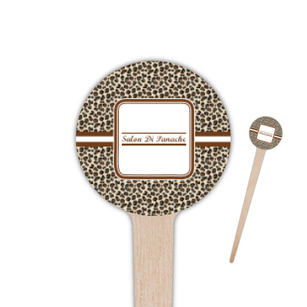 Custom Leopard Print 4" Round Wooden Food Picks - Double Sided (Personalized)