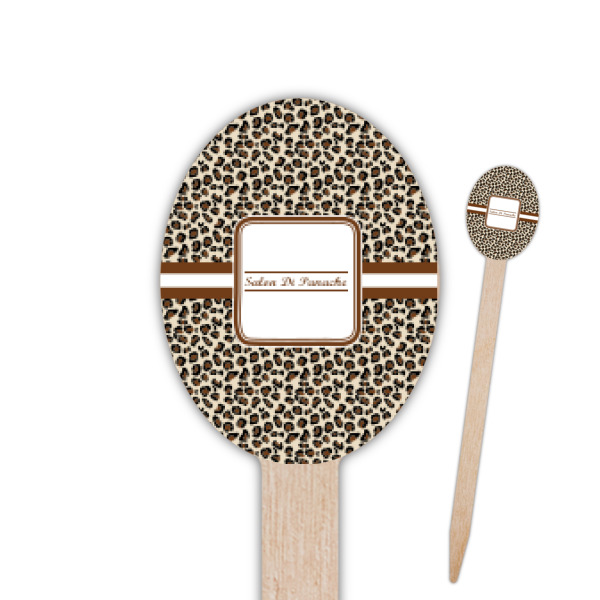 Custom Leopard Print Oval Wooden Food Picks (Personalized)