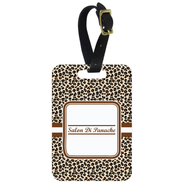 Custom Leopard Print Metal Luggage Tag w/ Name and Initial