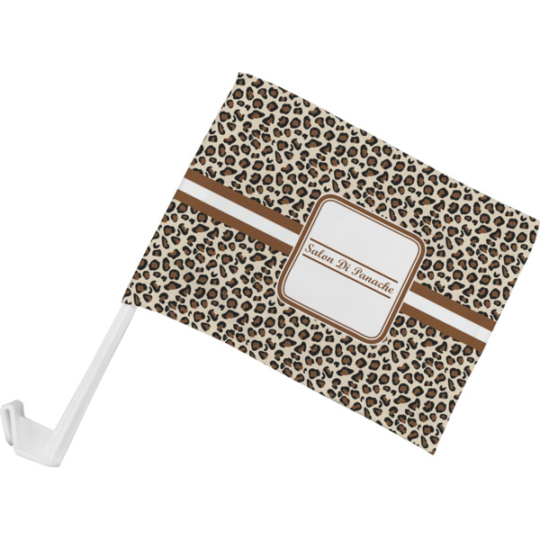 Custom Leopard Print Car Flag - Small w/ Name and Initial