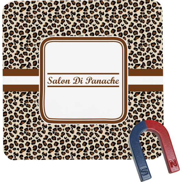 Custom Leopard Print Square Fridge Magnet (Personalized)