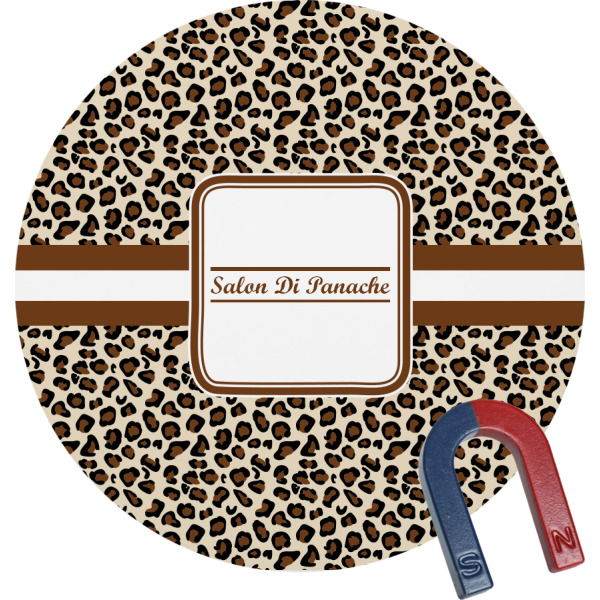 Custom Leopard Print Round Fridge Magnet (Personalized)