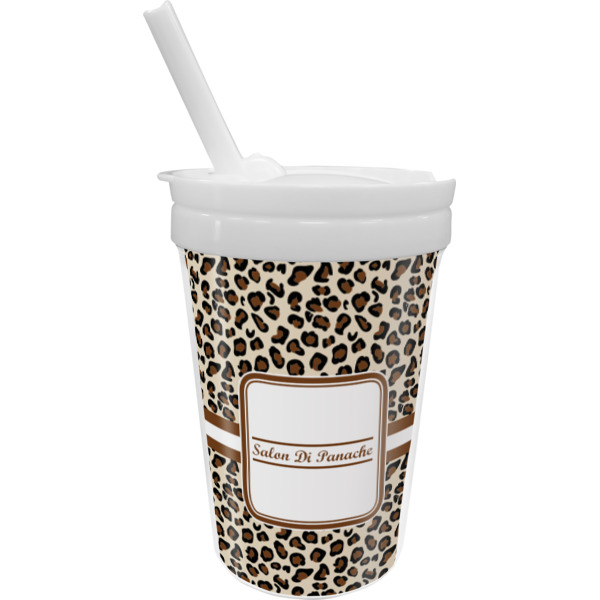 Custom Leopard Print Sippy Cup with Straw (Personalized)