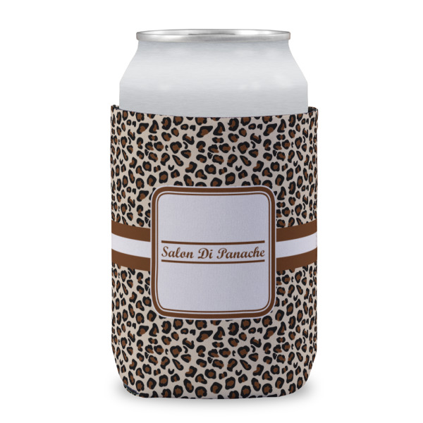 Custom Leopard Print Can Cooler (12 oz) w/ Name and Initial