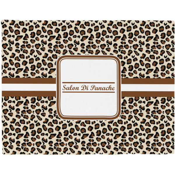 Custom Leopard Print Woven Fabric Placemat - Twill w/ Name and Initial