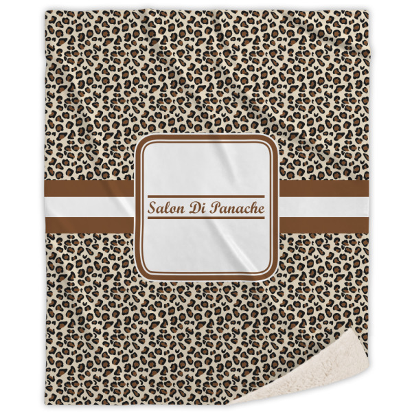 Custom Leopard Print Sherpa Throw Blanket (Personalized)