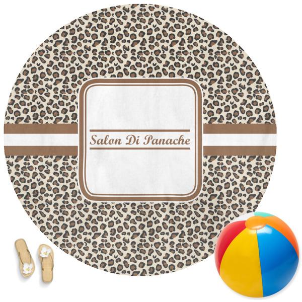 Custom Leopard Print Round Beach Towel (Personalized)