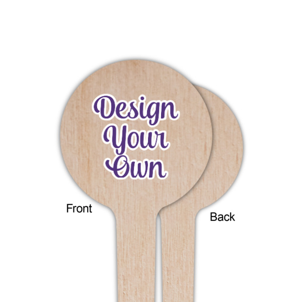 Custom Design - Wooden 4" Food Pick - Round - Single Sided - Front & Back