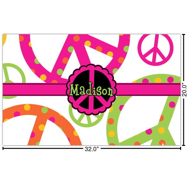Custom Peace Sign Indoor / Outdoor Rug - Custom Size w/ Name or Text